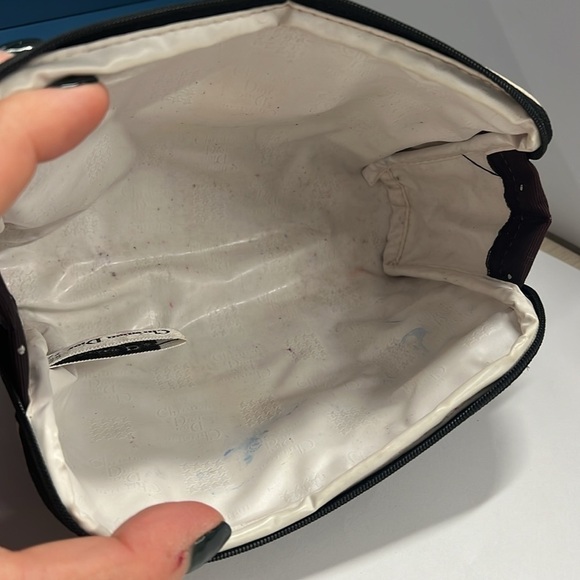 Christian Dior Vintage Polka Dot Dark Brown Canvas Zipper Clutch Make Up Bag - Picture 6 of 6